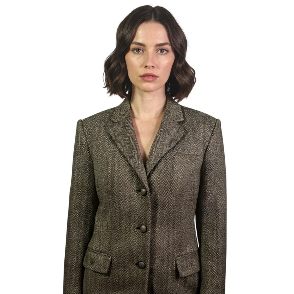 LAUREN RALPH LAUREN HERRINGBONE VINTAGE BLAZER JACKET SIZE 14 WOMENS